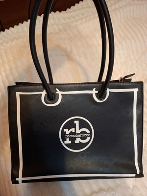 Τσάντα ώμου Roccobarocco καινούργια, αυθεντική, μαύρο άσπρο