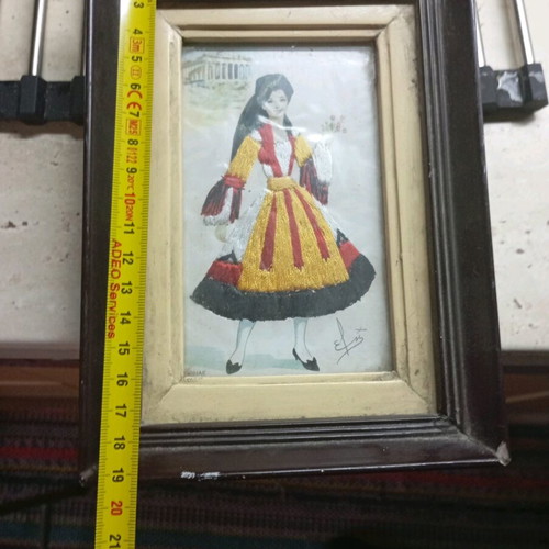 Elsi Gumier vintage framed embroidery used with silk threads 50s-60s