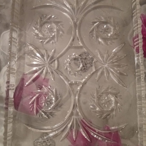 Luxury carved crystal serving tray, 32cm by 24cm, new
