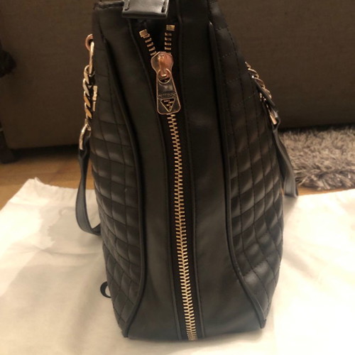 Guess black leather quilted shoulder bag used
