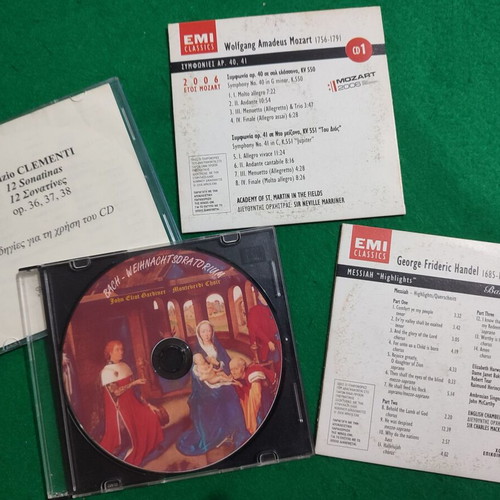 Classical music CDs like new, 4-album pack Bach, Clementi, Mozart, Handel