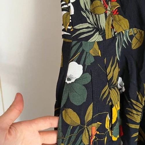 Zara colorful summer jumpsuit with tropical floral pattern, used, size S