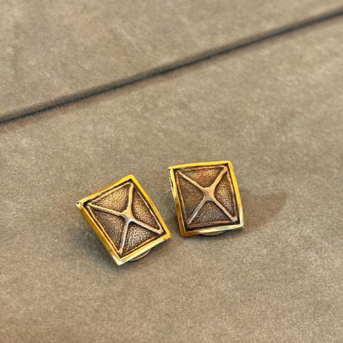 Vintage silver earrings with gold used 9.5 gr