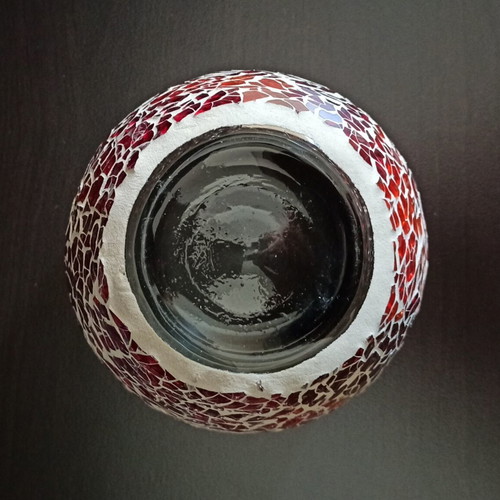 Decorative mosaic glass candle holder like new