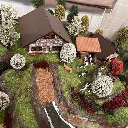 Two-Story Handcrafted Train Model with Lighting and Controls