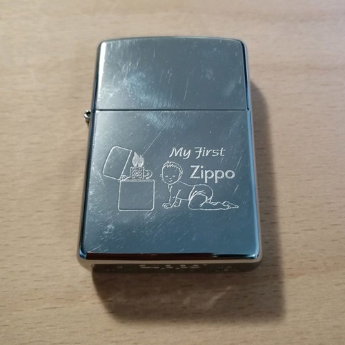 Zippo lighter used with "my first zippo" design
