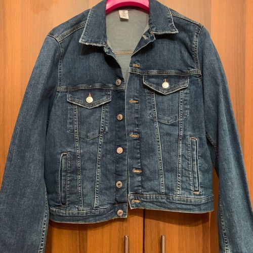 Denim jacket used, size Large, dark blue