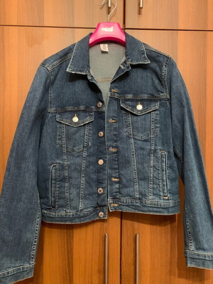 Denim jacket used, size Large, dark blue