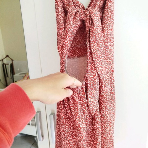 Mini dress with back opening like new, red, size M