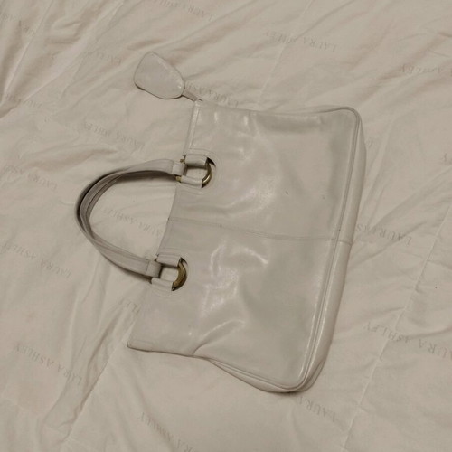 Leather handbag used, white