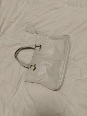 Leather handbag used, white