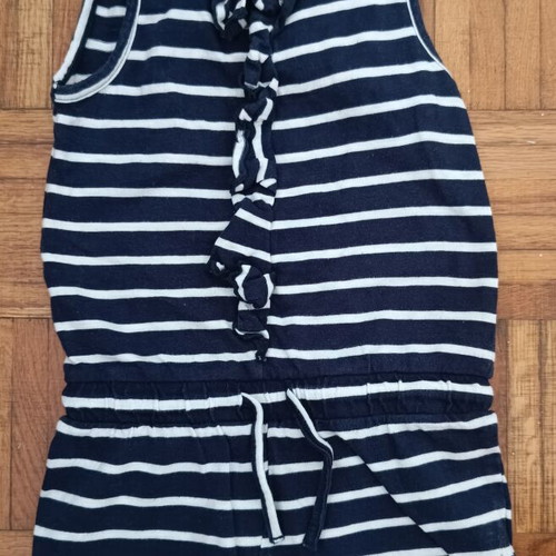 Orchestra cotton playsuit used, blue with white stripes, 3 years