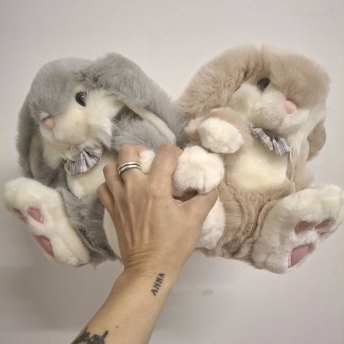 Medium Bunny Rabbit Vintage Plush Toy set of 2 by KEEL new with tags