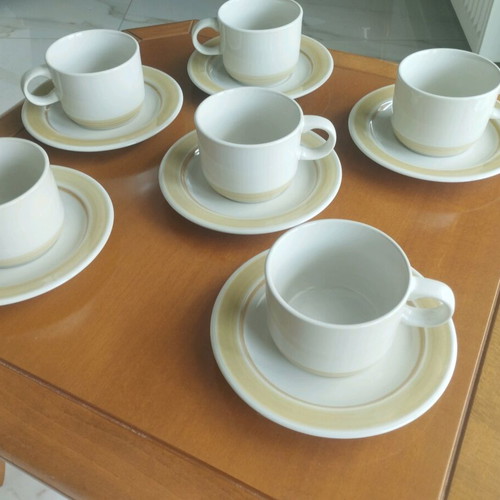 Genuine Stoneware Japan set of 6 large cups and saucers like new