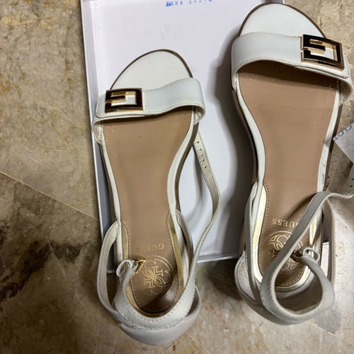 Guess Leather Sandals Used White Size 38