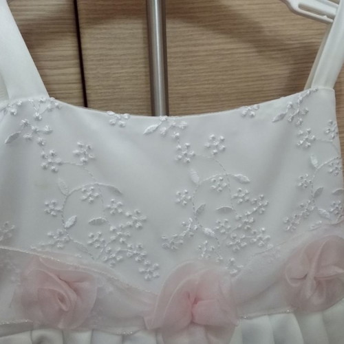 Baptism or formal dress white with pink flowers and removable jacket new
