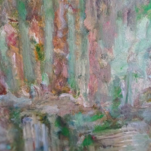 Painting by Aikaterini Tsatsaronaki oil on cardboard like new