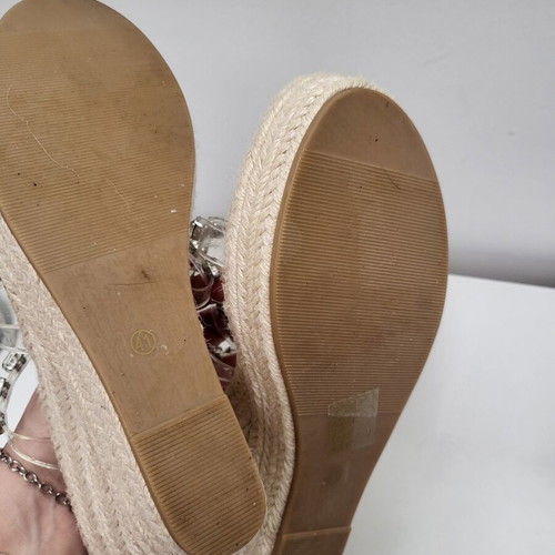 Platform espadrille sandals like new, silver with crystals