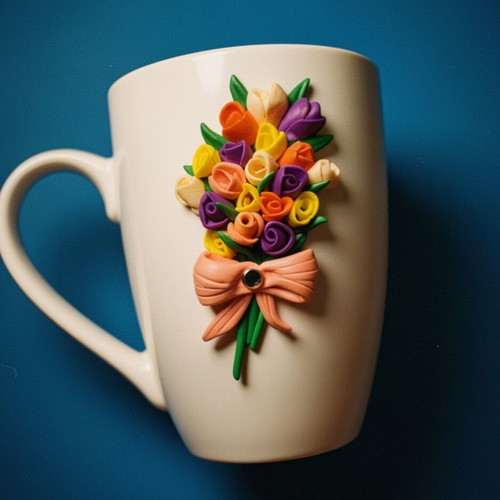 Handmade mug with flower bouquet new