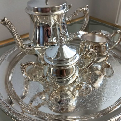 Silver-plated miniature tea set new in its box