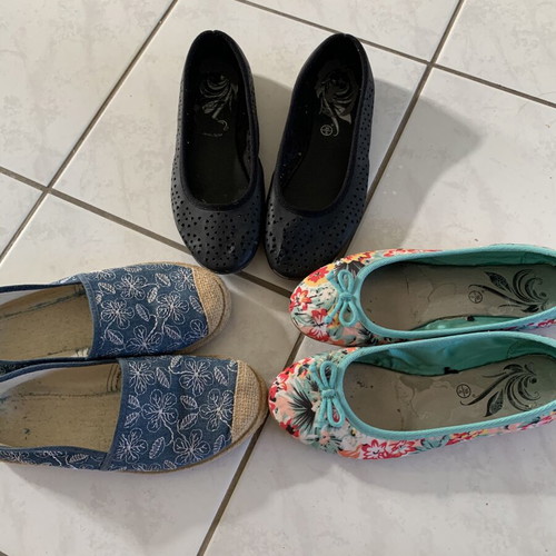 Pack of three summer shoes size 38: two ballerinas and one espadrilles