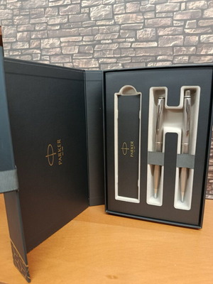 Parker Set Silver Pen and Mechanical Pencil New