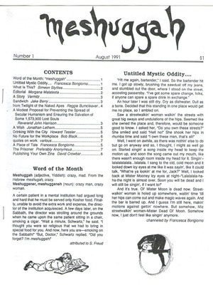Meshuggah Number 1 zine used, literary and artistic content