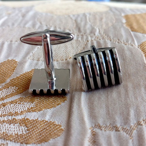 Steel cufflinks with enamel, like new