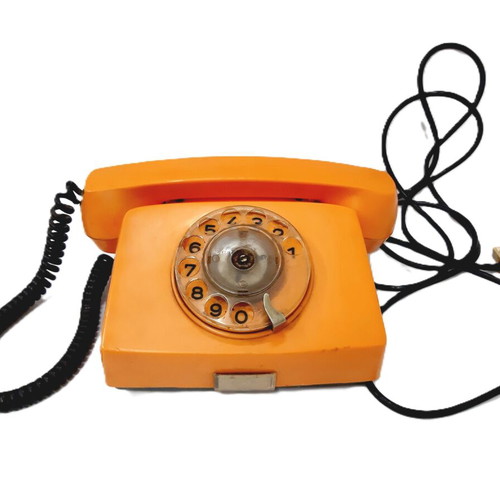 Resprom 4100 vintage rotary phone used, orange, 1980