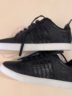 Allan K leather woven handmade sneakers black size 38 new