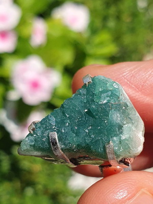 Fluorite ring silver plated, size USA 6.5, handmade