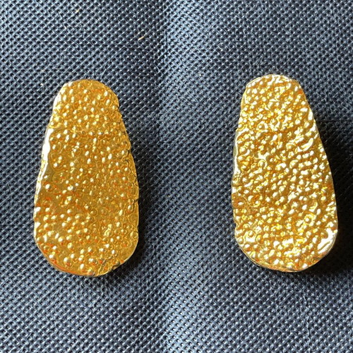Vintage hammered gold tone clip-on earrings used