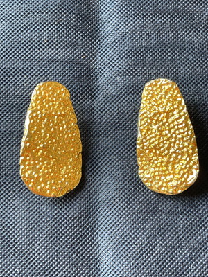 Vintage hammered gold tone clip-on earrings used