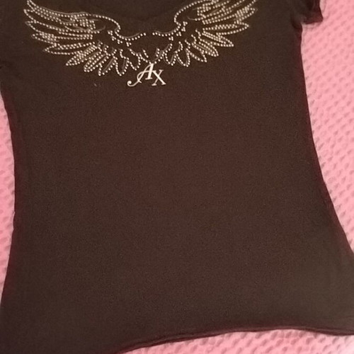 Armani Exchange women's black T-shirt with rhinestones, size XS