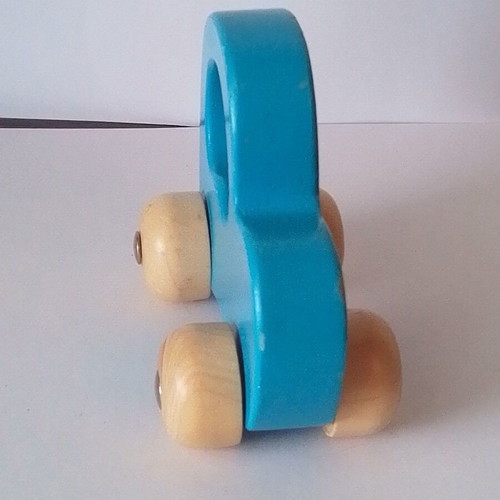 Blue wooden baby car used