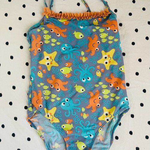 Children's one-piece swimsuit used, 10 years old, multicolored