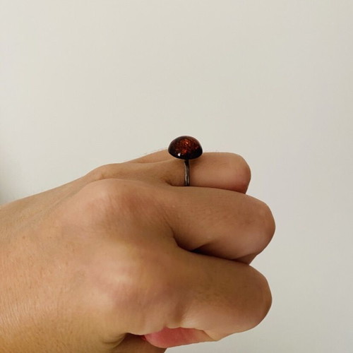Ring used, silver with amber stone