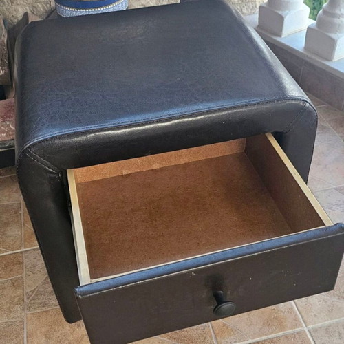 Leatherette nightstand with storage drawer like new
