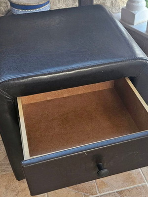 Leatherette nightstand with storage drawer like new