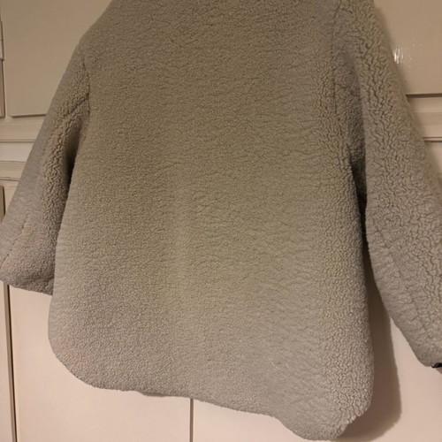 Mango bomber jacket used, sheep texture beige with khaki, oversized