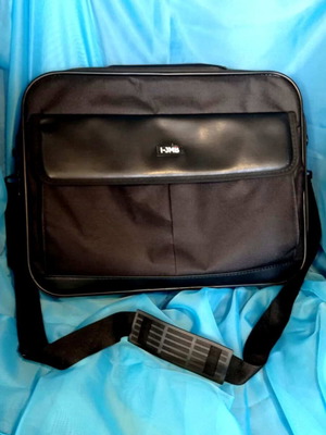 I-JMB laptop bag used black with wide pocket and shoulder strap 42×32×8 cm