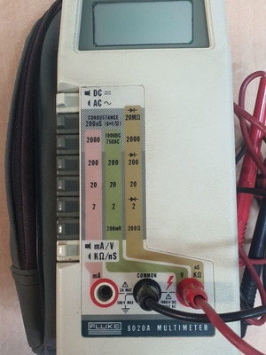 Fluke 8020A digital multimeter used with case