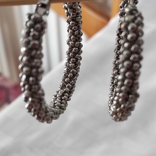Handmade earrings with beads silver new