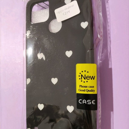 Oppo Realme C21Y phone case new black with heart strap