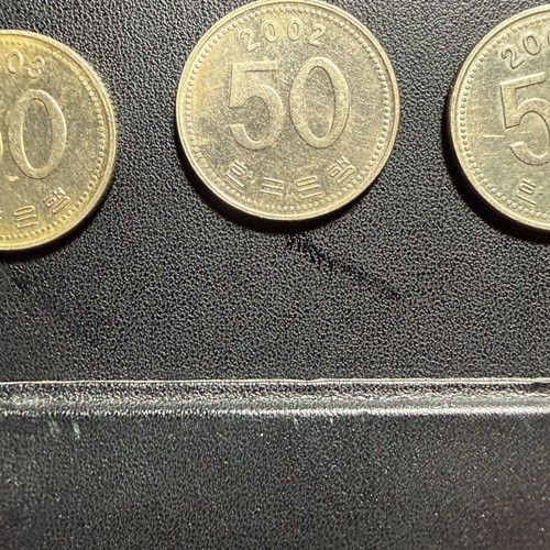 South Korean 50 Won coin used, pack of 5