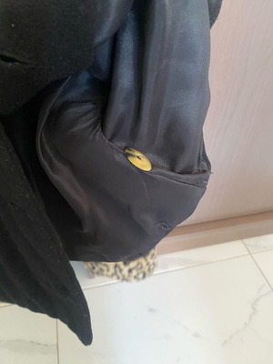 Women's jacket used black with leopard print sleeves