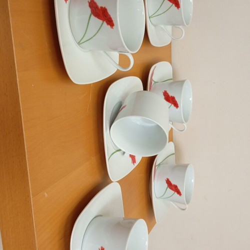 Set of 6 Porcelain Tea Cups new