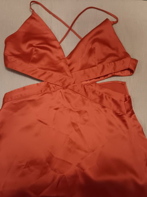 Satin red Zara dress medium used with side slit