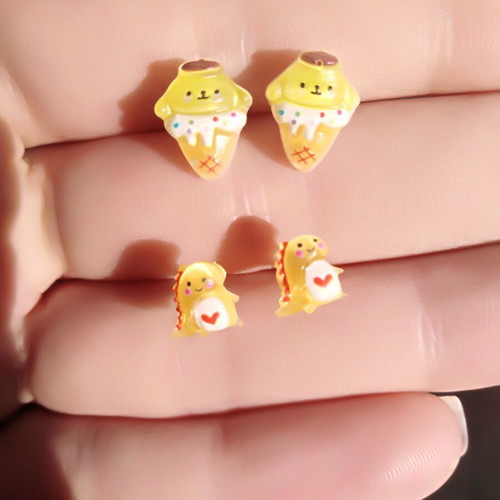 Handmade earrings pack of 2 with hypoallergenic posts, yellow