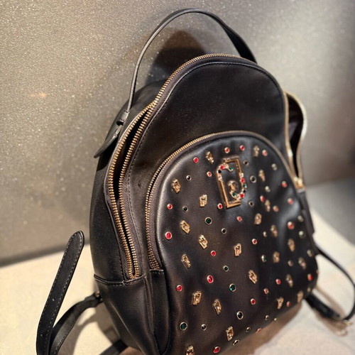 Liu Jo Black Leather Backpack like new with Stud & Jewel Details